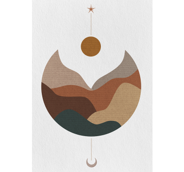 Minimalist sunset and mountains art wall poster - TenStickers
