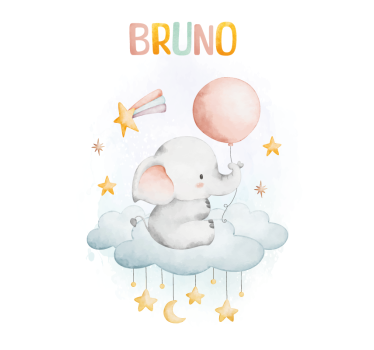 Elephant on a cloud animal design children's room poster - TenStickers