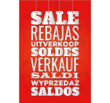 Sale promo different languages poster - TenStickers