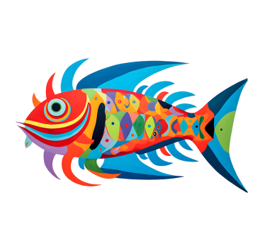 Multicolor fish design art wall poster - TenStickers