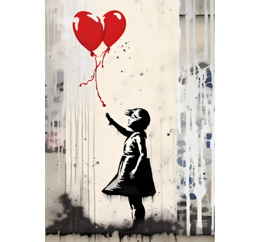 Girl with balloons design living room art poster - TenStickers