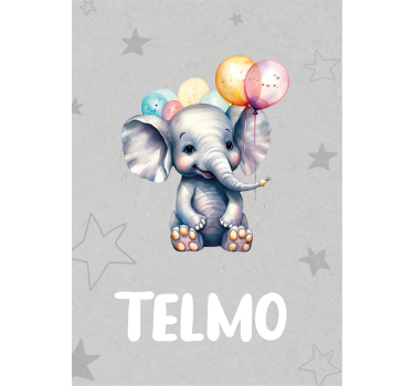Baby Elephant With Balloons Cute Animal Nursery Poster - TenStickers