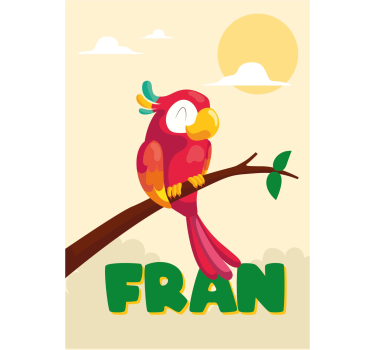 Red Parrot Custom Name Nursery Wall Decor Poster - TenStickers