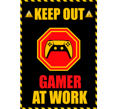 Gamer" at work video game wall poster - TenStickers