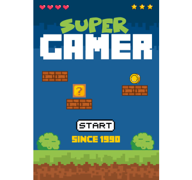 Super gamer" retro style video game poster - TenStickers