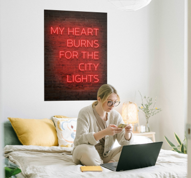 City lights neon quote poster - TenStickers