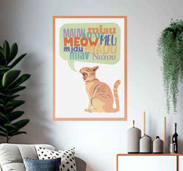Cats meow funny nursery poster - TenStickers