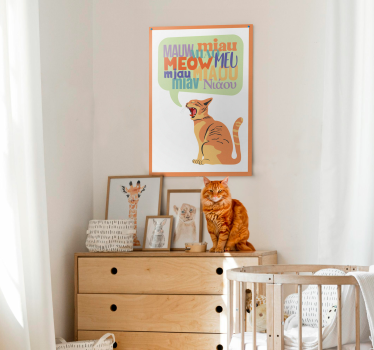 Cats meow funny nursery poster - TenStickers