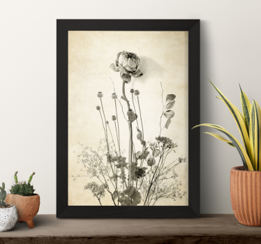 Bouquet of flowers sepia tones flower wall poster - TenStickers