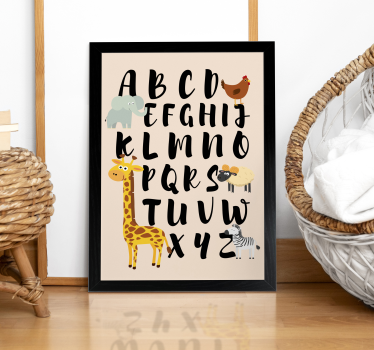 Animals playing with the alphabet nursery poster - TenStickers