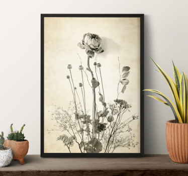 Bouquet of flowers sepia tones flower wall poster - TenStickers