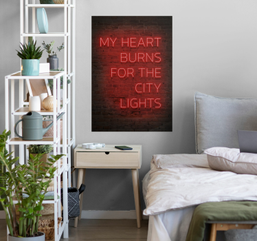 City lights neon quote poster - TenStickers