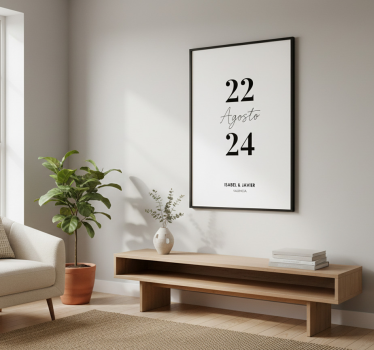 Customisable poster minimalist wedding date - TenStickers