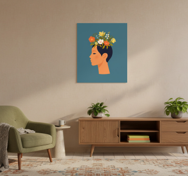 Flower poster abstract woman on blue background - TenStickers