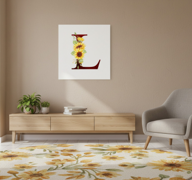 Flower poster customizable initial sunflower - TenStickers