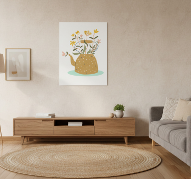 Flower poster with abstract watering can design - TenStickers