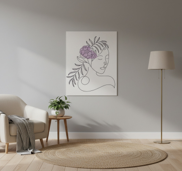 Flower poster with minimalist woman face - TenStickers