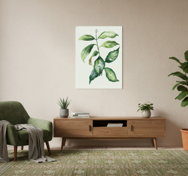 Flowers poster lime palm leaf print - TenStickers