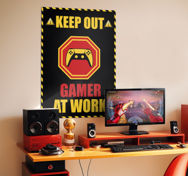 Gamer" at work video game wall poster - TenStickers