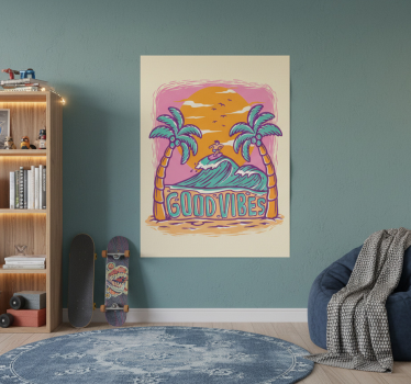 Good vibes surf poster for teenager - TenStickers