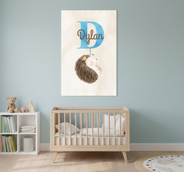 Hedgehog with initial and name nursery poster - TenStickers