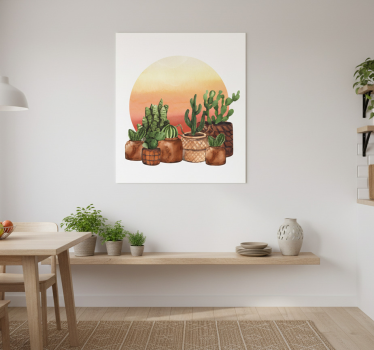 Kitchen poster cactus with sunset in circle - TenStickers
