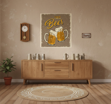 Kitchen poster cold beer vintage distressed design - TenStickers