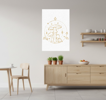 Kitchen poster geometric mushroom line art - TenStickers