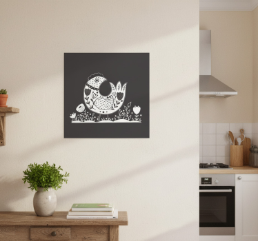 Kitchen poster proud chickens with polish flower design - TenStickers