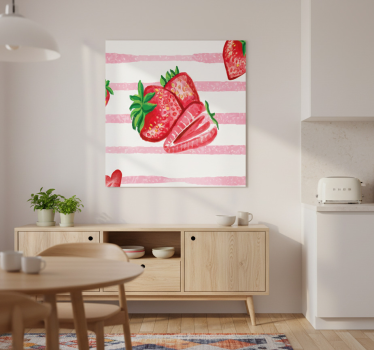Kitchen poster seamless strawberries on striped background - TenStickers