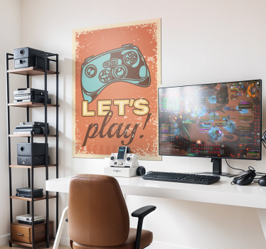 Let's play" retro style video game poster - TenStickers