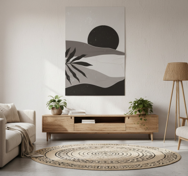 Living room poster black and white desert sunset - TenStickers