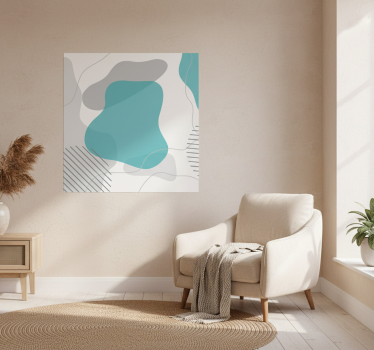 Living room poster blue and green wall art forms - TenStickers