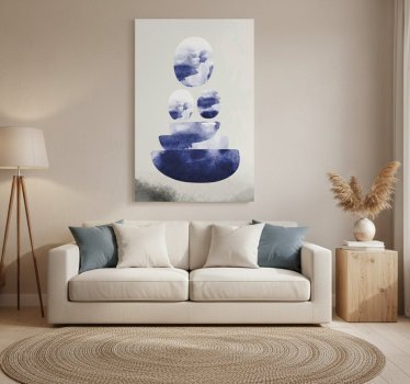Living room poster blue balance shapes - TenStickers