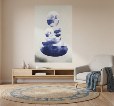 Living room poster blue shape - TenStickers