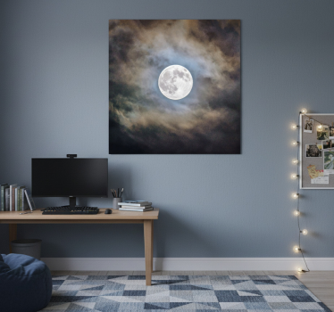 Living room poster full moon night - TenStickers