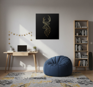 Living room poster golden origami deer - TenStickers