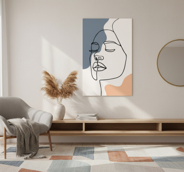 Living room poster of modern abstract face - TenStickers