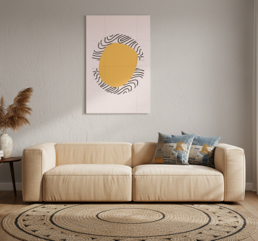 Living room poster lines and yellow shape - TenStickers