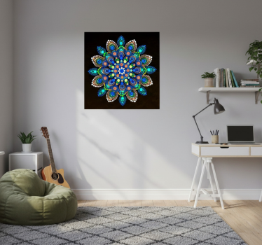 Living room poster mandala colorful dots - TenStickers