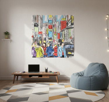 Living room poster modern new york characters - TenStickers