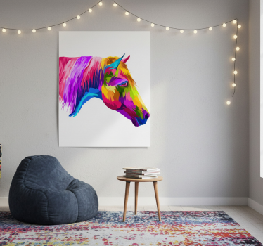 Living room poster multicolor horses - TenStickers