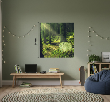 Living room poster nature rocks covered in moss - TenStickers