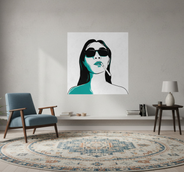 Living room poster of a woman smoking - TenStickers