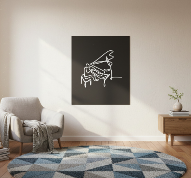 Living room poster pianist line art cute design - TenStickers