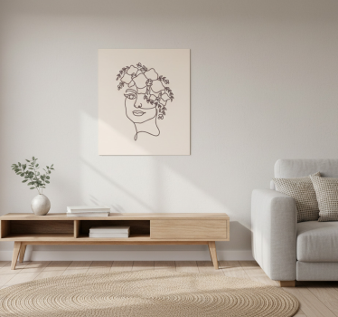 Living room poster silhouette minimalist floral woman - TenStickers