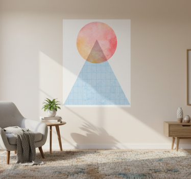 Living room poster sun and wall art triangle - TenStickers