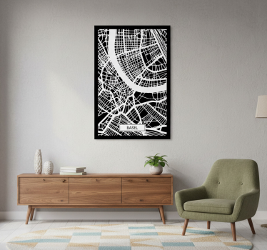 Living room poster topographic map of basel - TenStickers