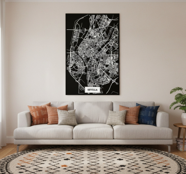 Living room poster topographic map of seville - TenStickers