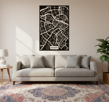 Living room poster topographic map of zaragoza - TenStickers